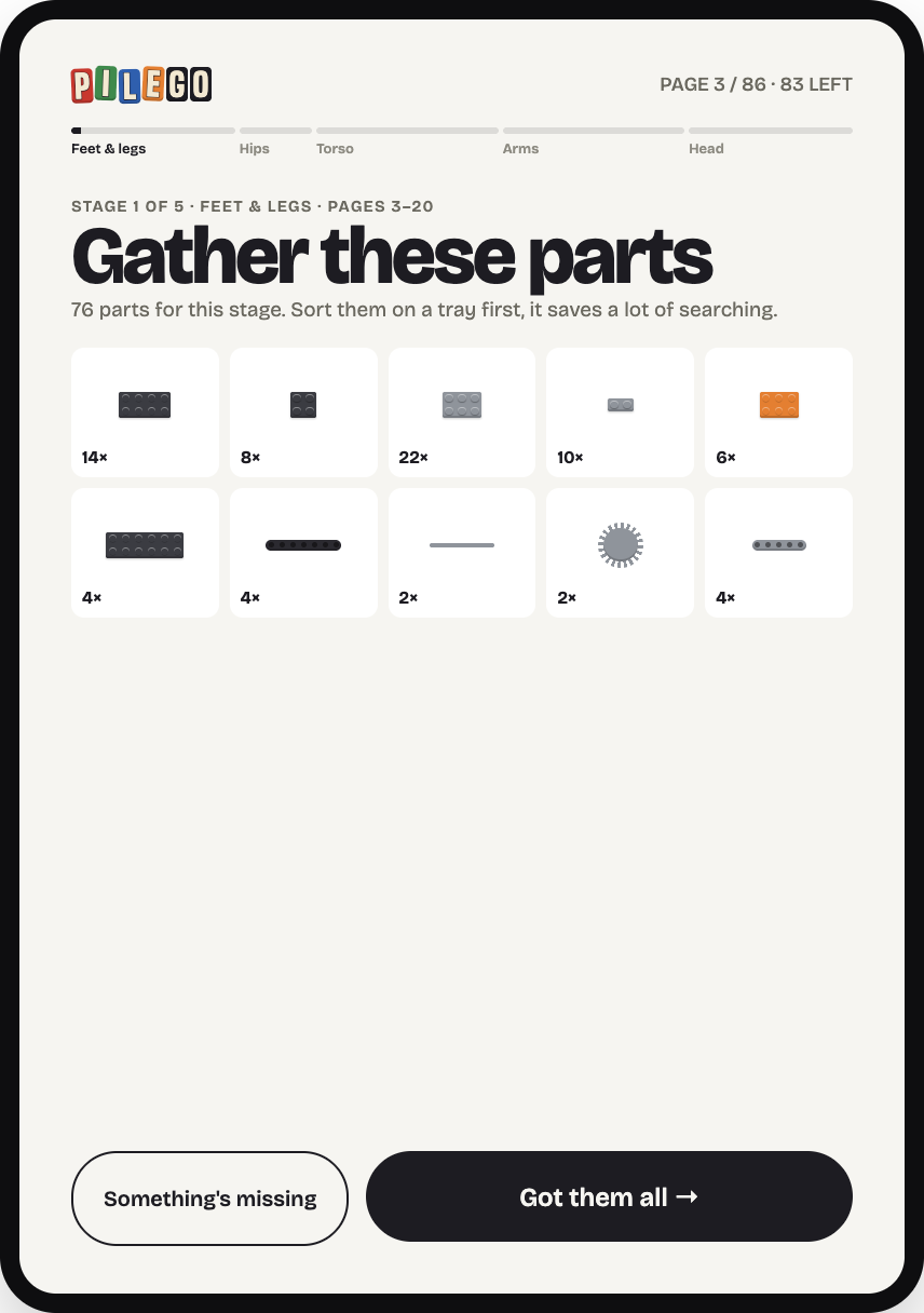 Gather parts