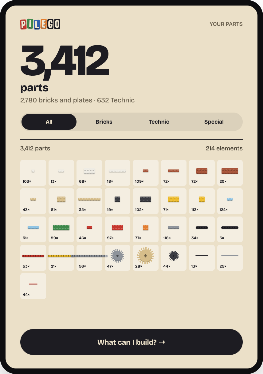 Your parts screen