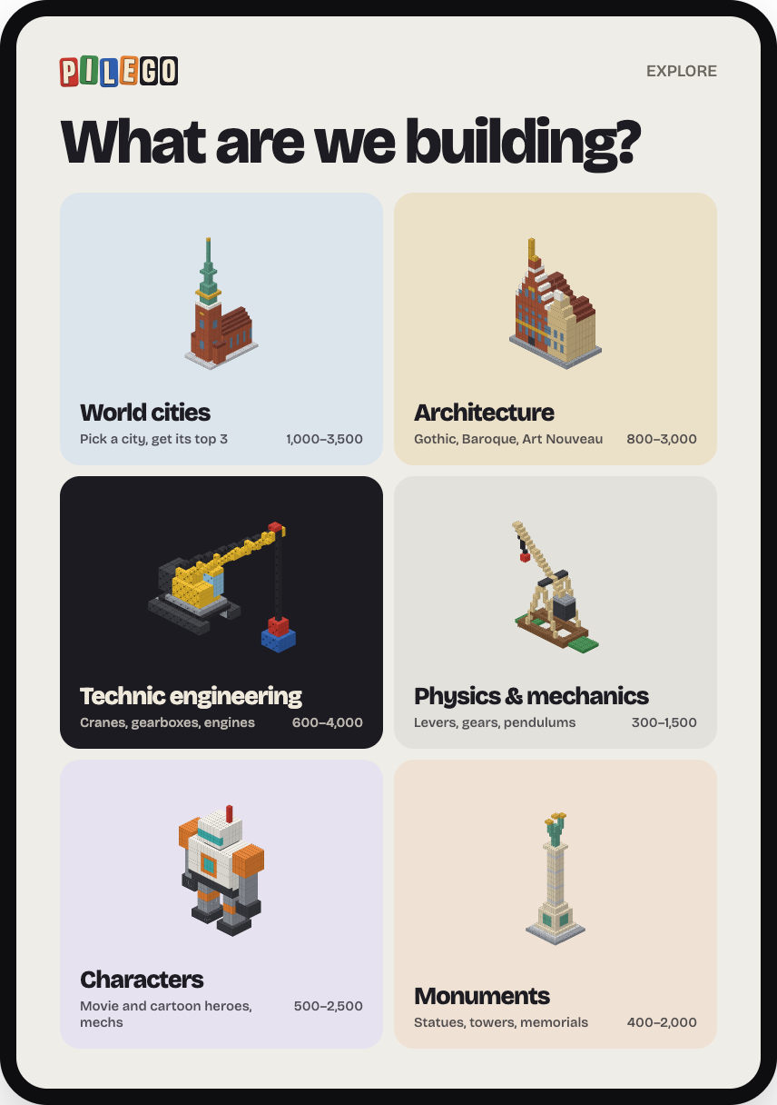 Categories screen