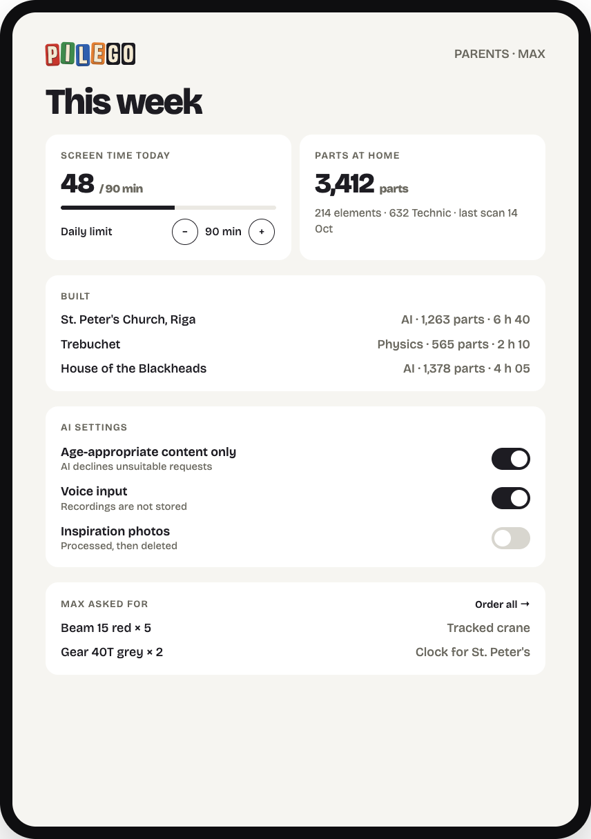Parent dashboard